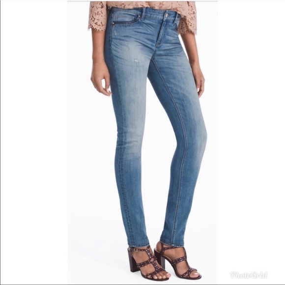 White House Black Market The Skinny Faux Leather Distressed Jeans 0 - Picture 1 of 10
